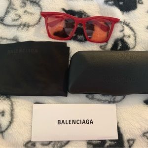 Red Balenciaga Sunglasses